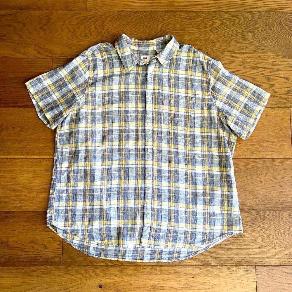 🔥 Levi’s Men’s 1-Pocket Button-Up Shirt – XXL – Linen Blend 🔥